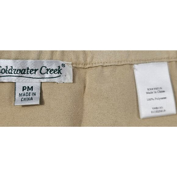Coldwater creek PM PETITE M faux suede neutral cream skirt high rise flowy EUC - Picture 5 of 7